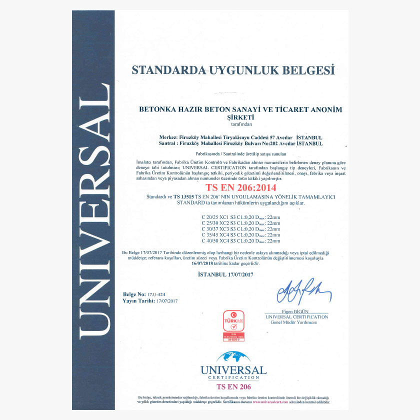 TS EN 206 Belgesi